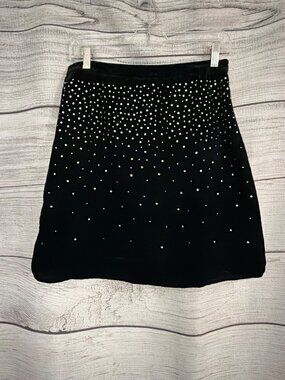 Love & Roses Black Velvet Skirt With Rhinestone Size 6